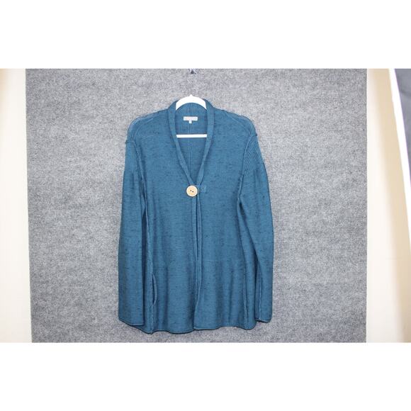 Habitat Open Cardigan Sweater Women's XXL Wooden Button Thick Knit Blue & Black - Picture 1 of 11